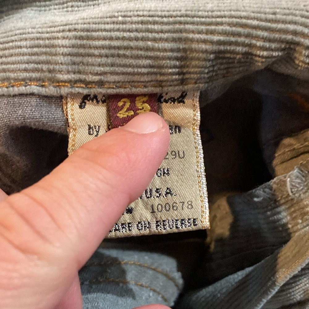 7 For All Mankind Corduroy Bootcut Jeans Sage Green sz 25 - Picture 8 of 12